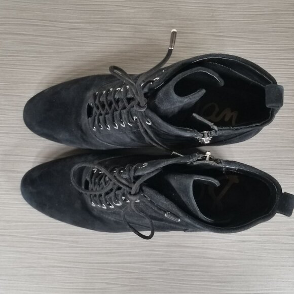 Sam Edelman Tate Lace-Up Bootie, Black Suede, Womens Size 8 M / 38 - Picture 11 of 13
